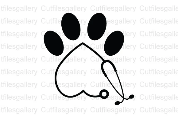 Paw Vet Tech SVG, Paw Print SVG featuring paw print and heart