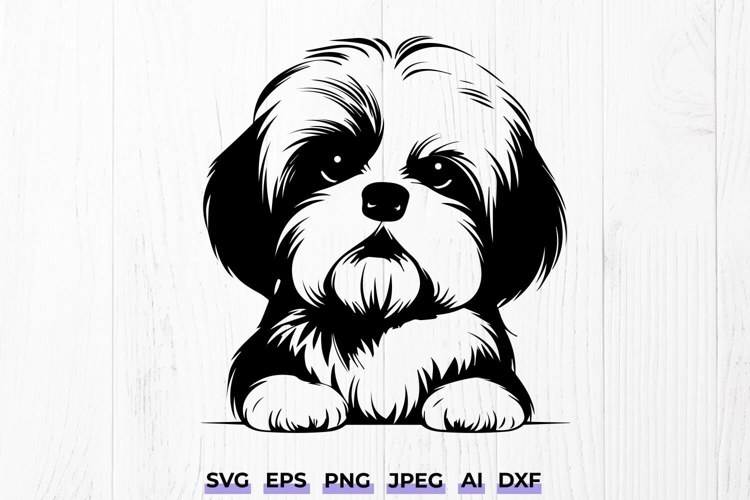 Peeking Shih Tzu Dog Silhouette Svg featuring Shih Tzu dog and high contrast