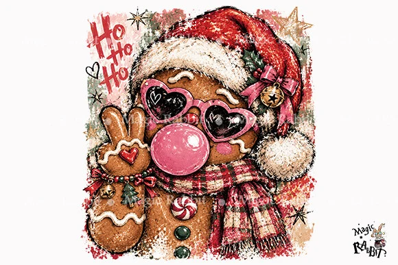 Pink Bubblegum Gingerbread PNG preview showing clipart design with composition