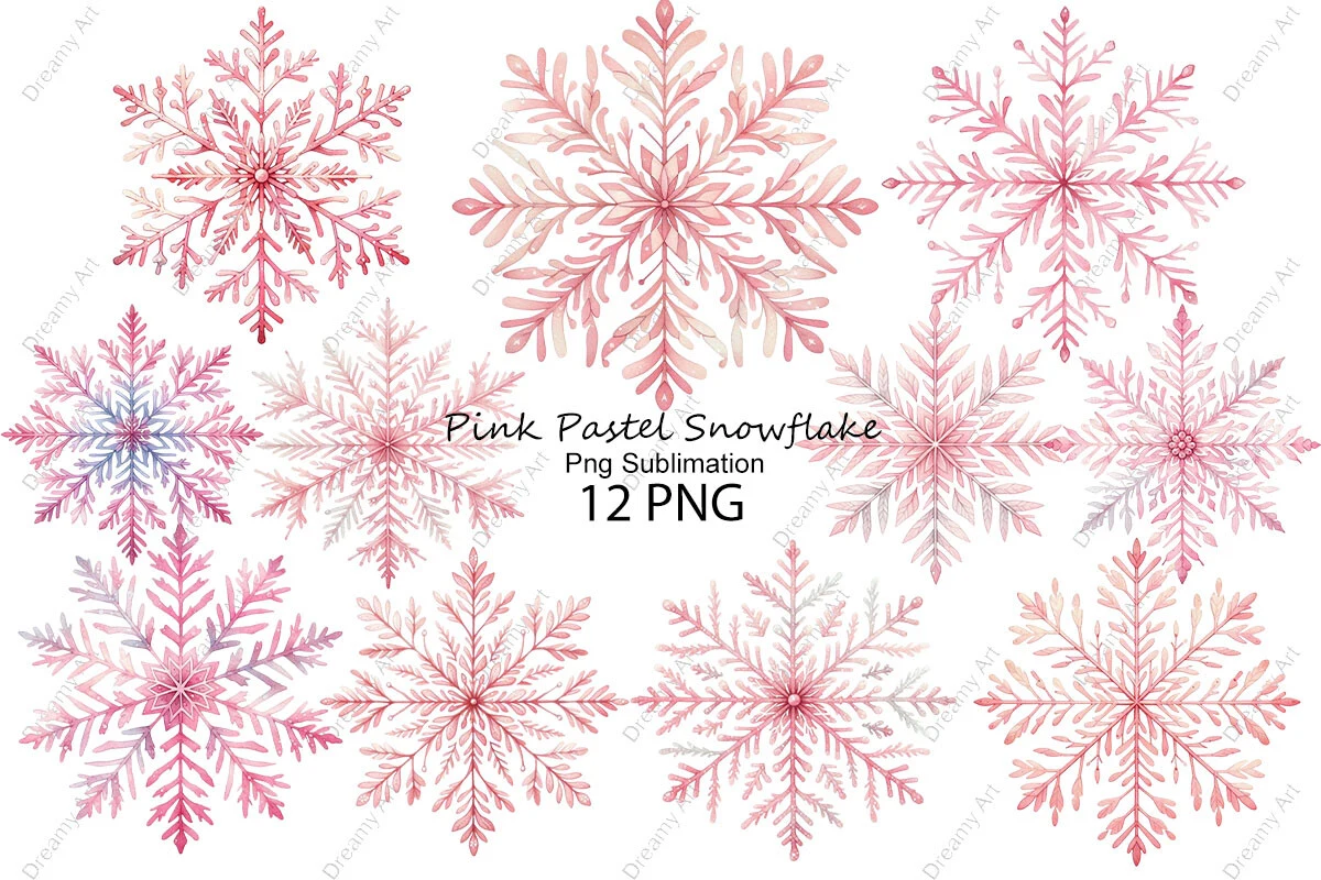 Pink Pastel Snowflake Png Sublimation clipart design preview
