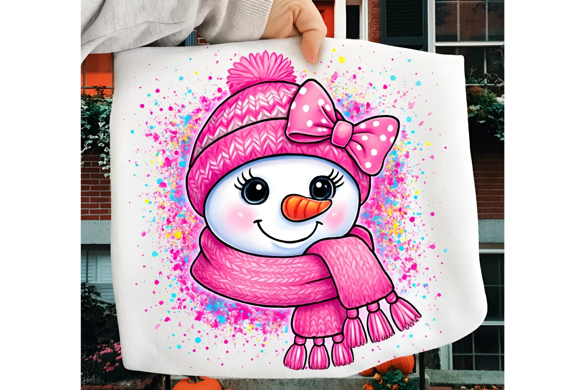 Pink Snowman PNG, Christmas PNG, Santa preview showing Christmas motifs with composition