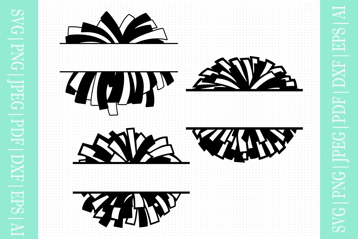 Pom Pom Split Monogram Svg featuring cheerleader pom poms and split design
