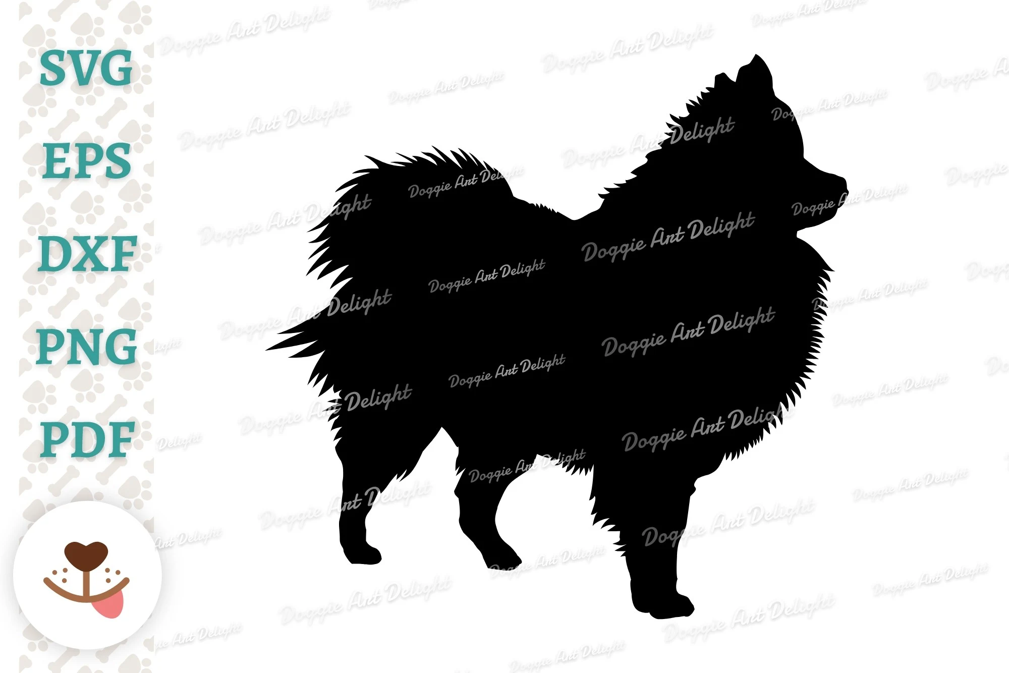 Pomeranian Dog Silhouette Svg Png Dxf featuring dog and silhouette