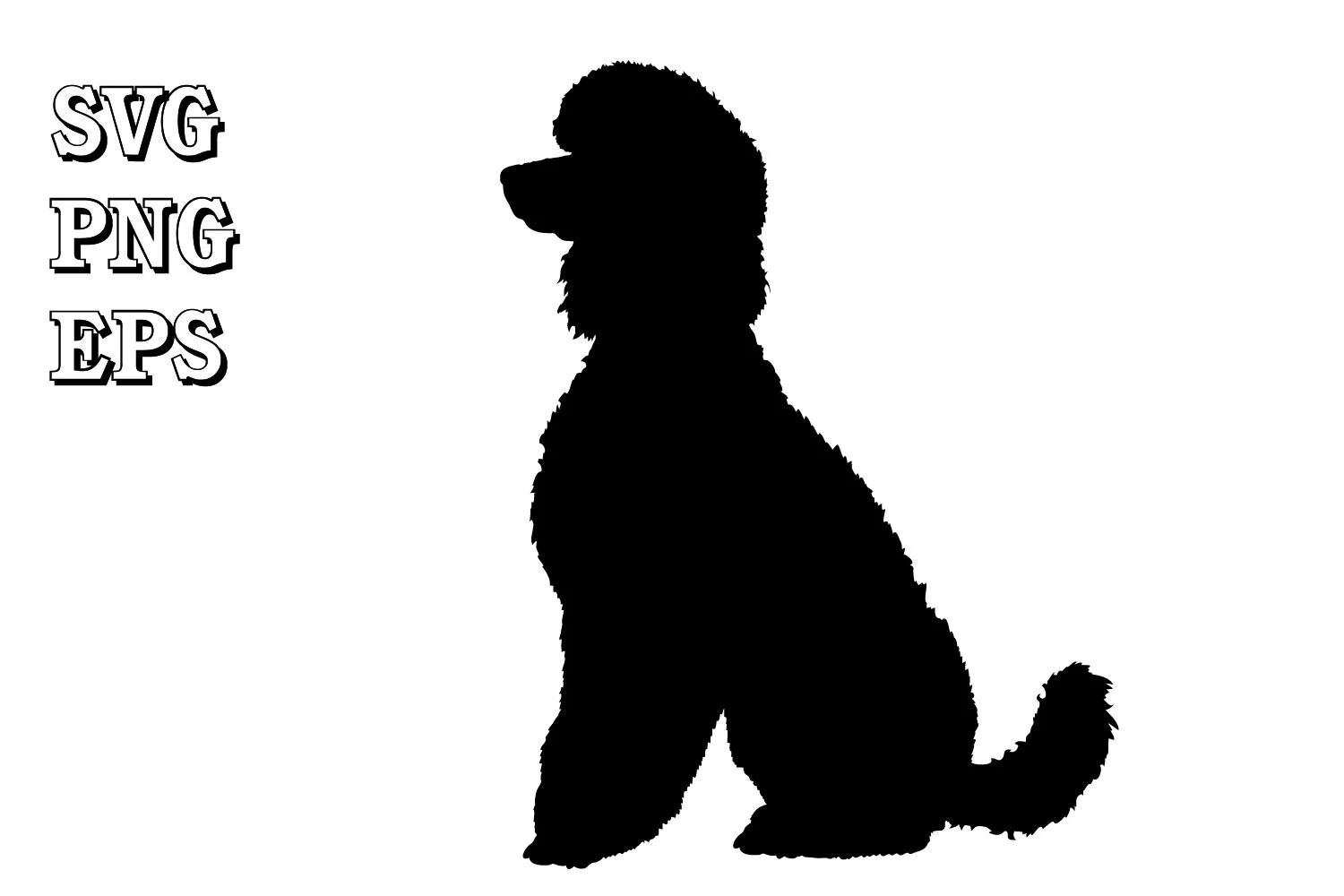 Poodle is Sitting Dog Silhouette SVG featuring poodle dog and silhouette