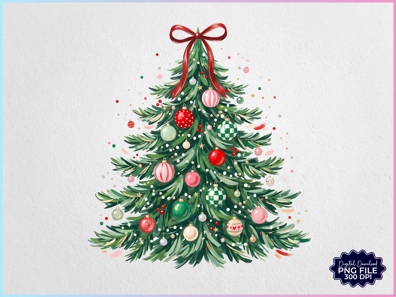 Preppy Coquette Christmas Tree PNG clipart design preview
