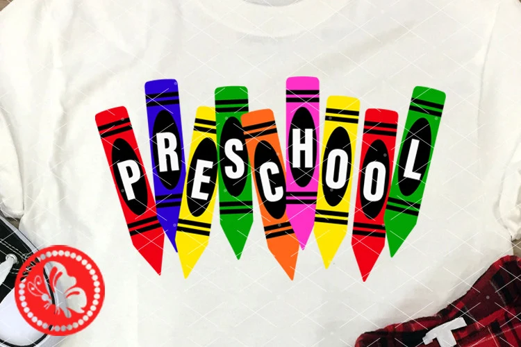 Preschool Crayon Pre-school Crafts Svg featuring crayons and multi-colored