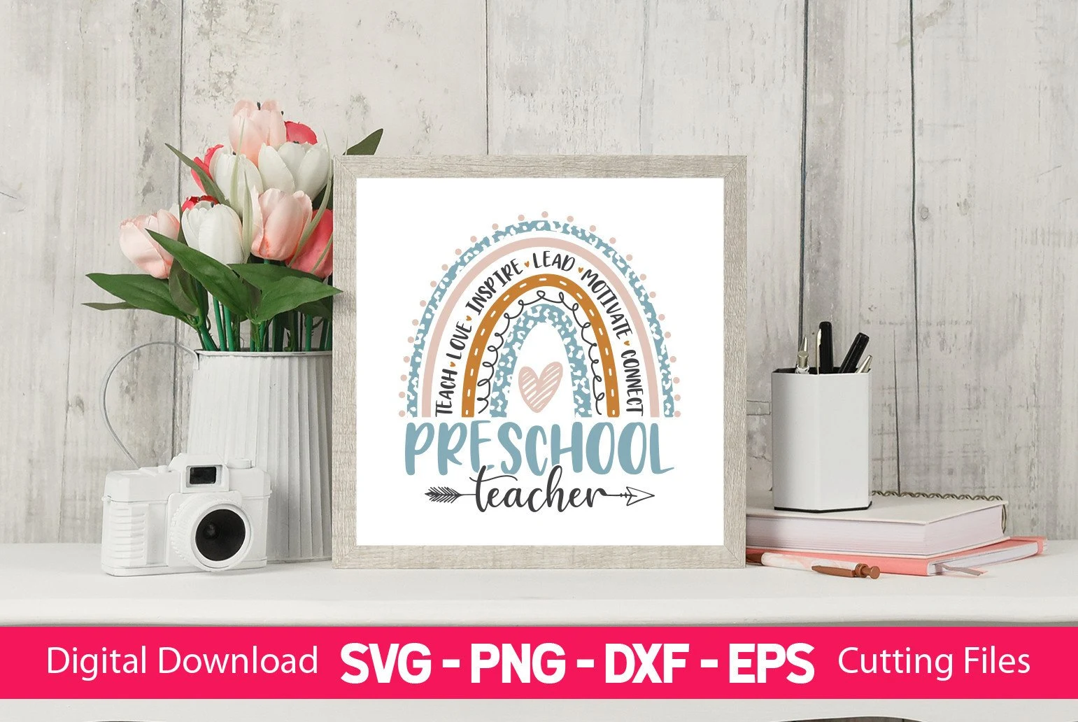 Preschool Teacher Rainbow Sublimation SVG design preview