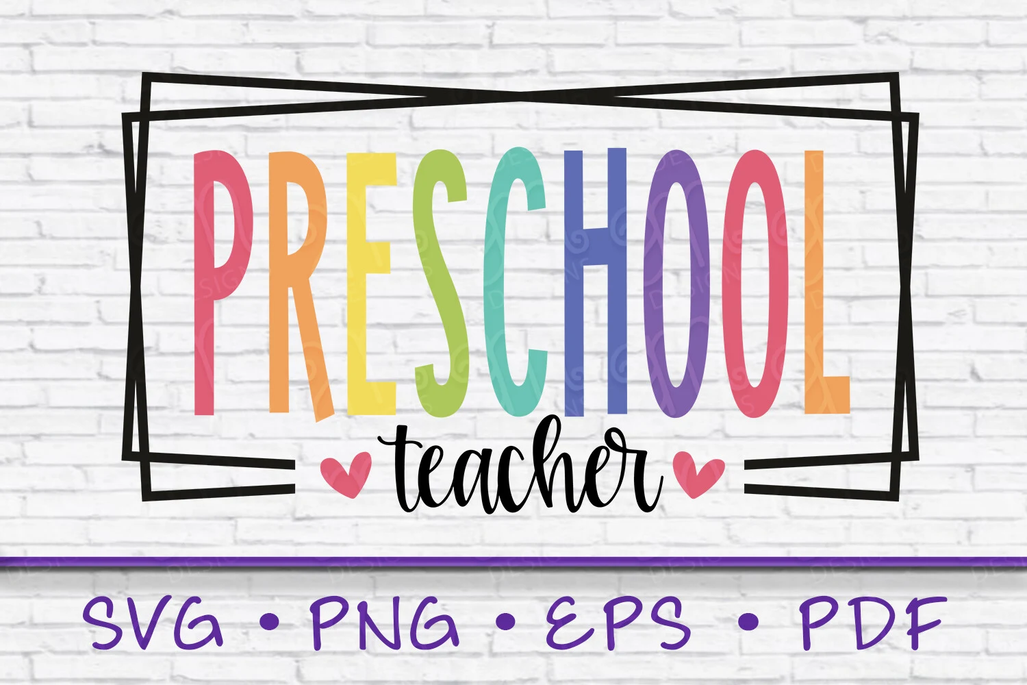 Preschool Teacher Svg featuring lettering and frame