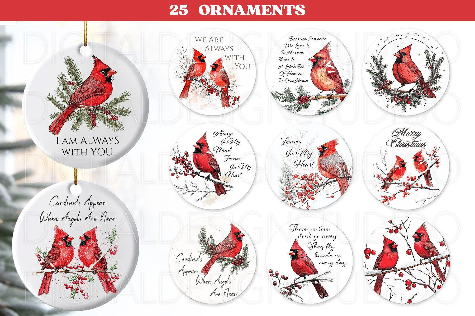 Red Cardinal Christmas Ornament Png clipart design preview