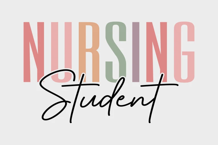 Retro Nurse SVG Design,Nursing Student featuring words and multi-colored letters