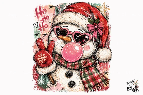 Sassy Bubblegum Snowman PNG preview showing clipart design with composition