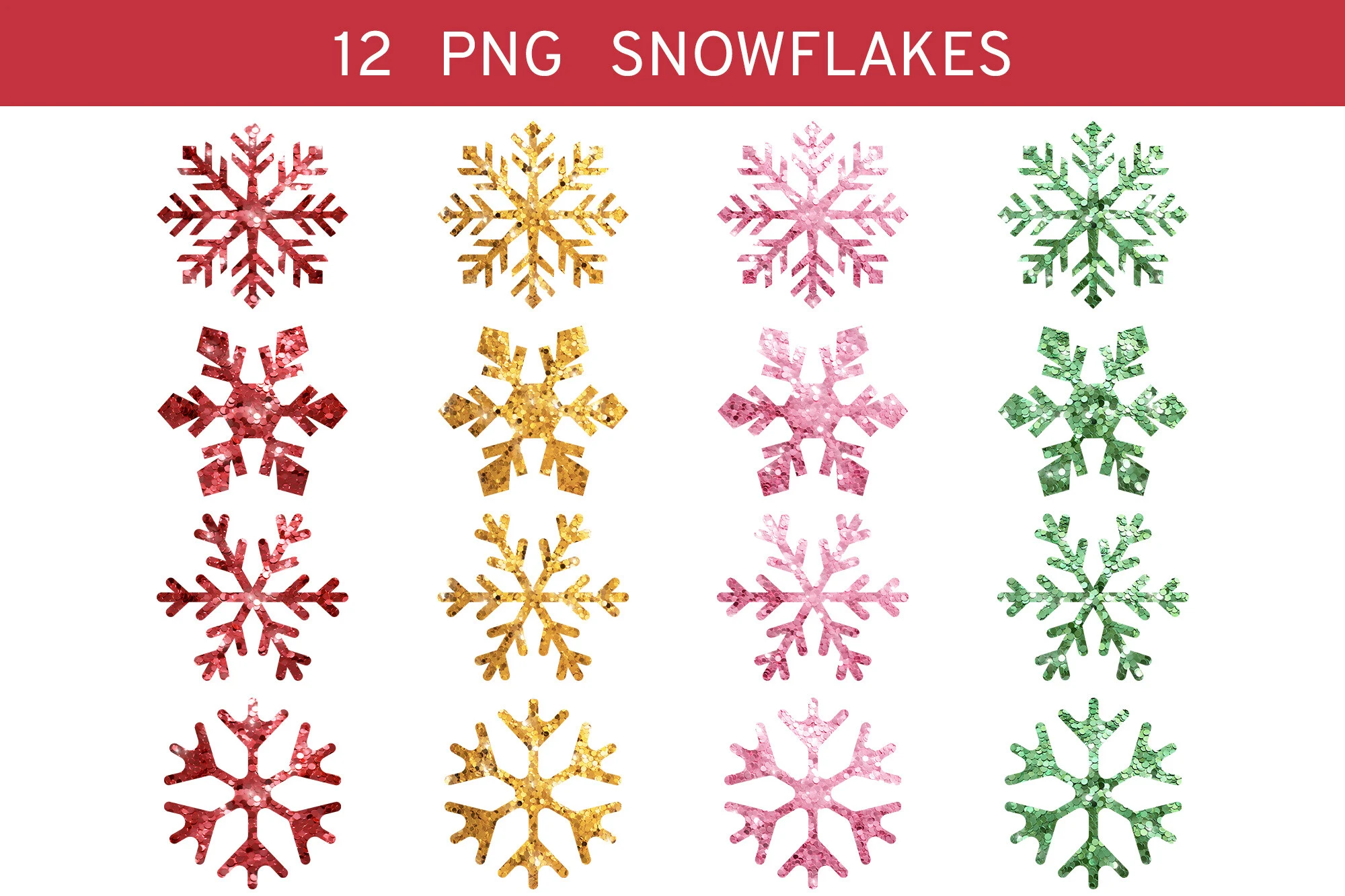 Sequins Snowflakes Bundle Faux Sequin preview showing Christmas motifs with composition