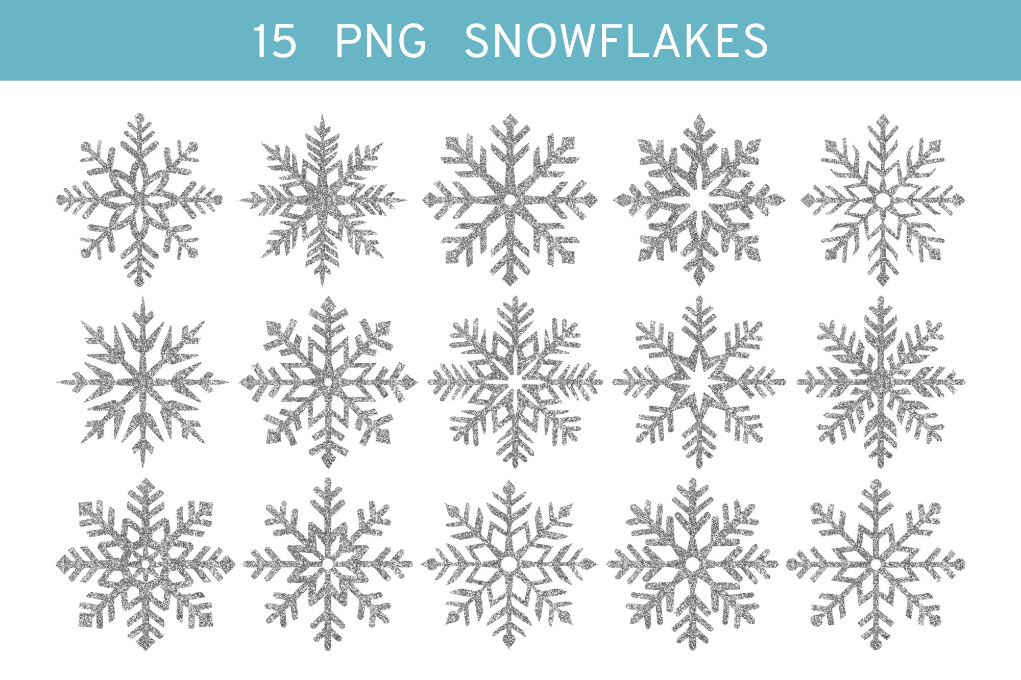 Silver Snowflakes Bundle Faux Sequin clipart design preview