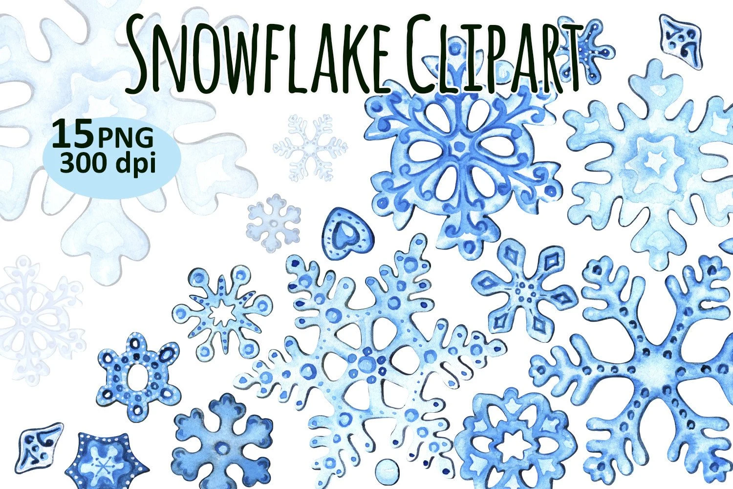 Snowflake Clipart PNG Sublimation Set clipart design preview