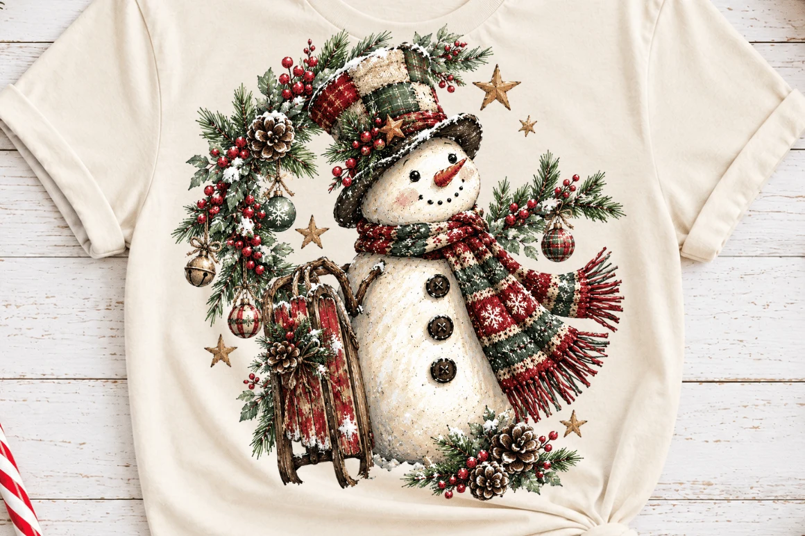 Snowman Christmas Wreath PNG,snowman Png clipart design preview