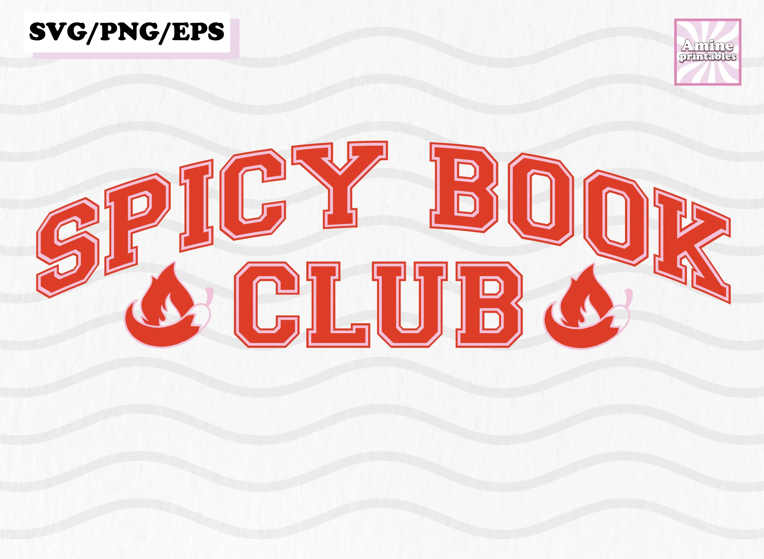 Spicy Book Club SVG Design Sublimation featuring chili pepper flames and silhouette style