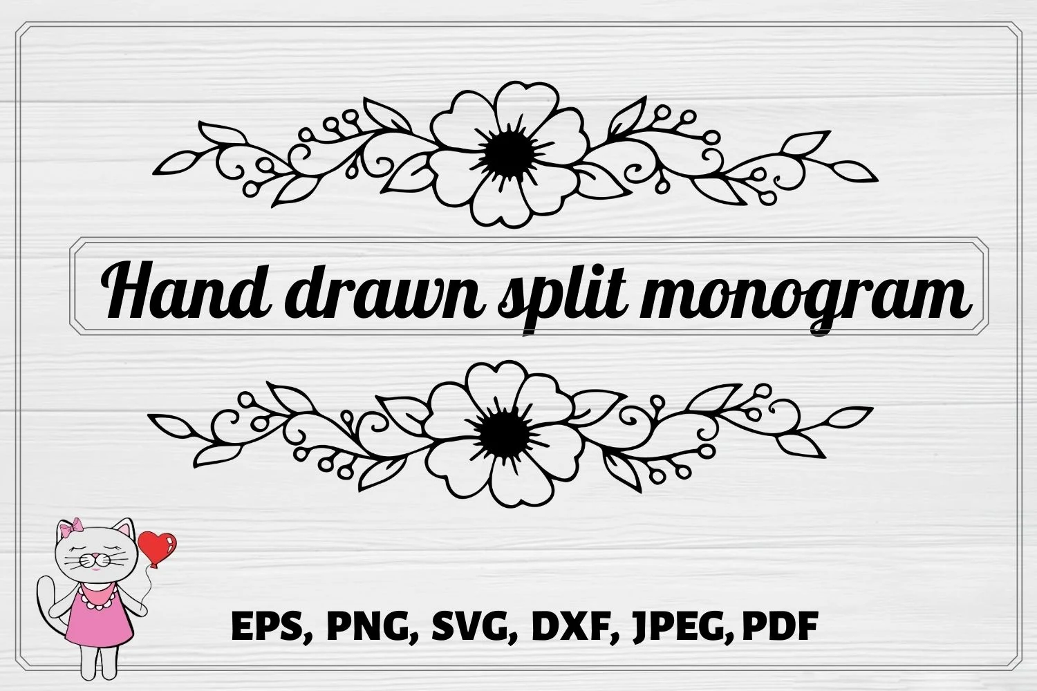 Split Monogram SVG, Fall SVG , Floral Cu featuring flower and floral vine