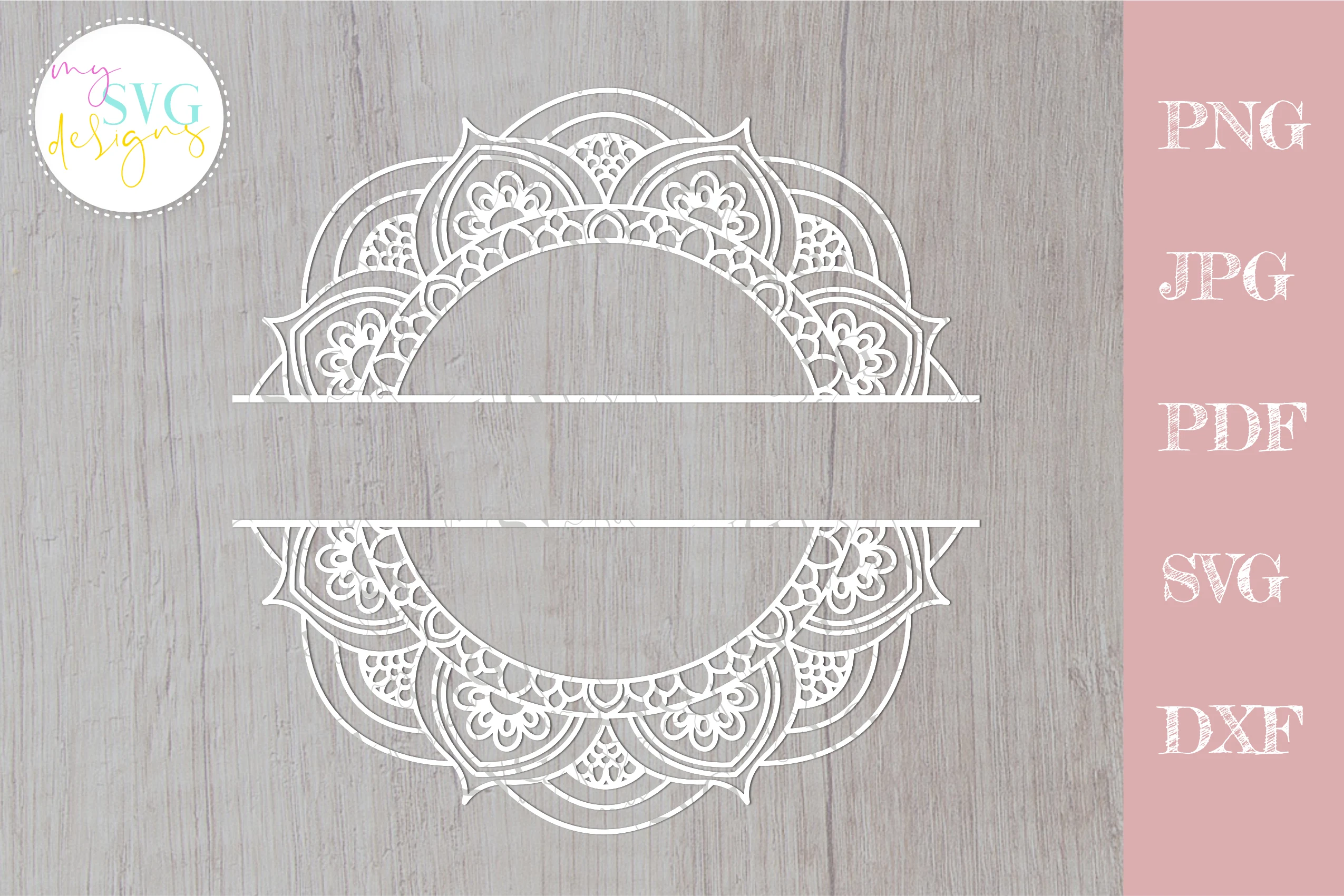 Split Monogram Svg, Family Monogram Svg featuring mandala and floral motif