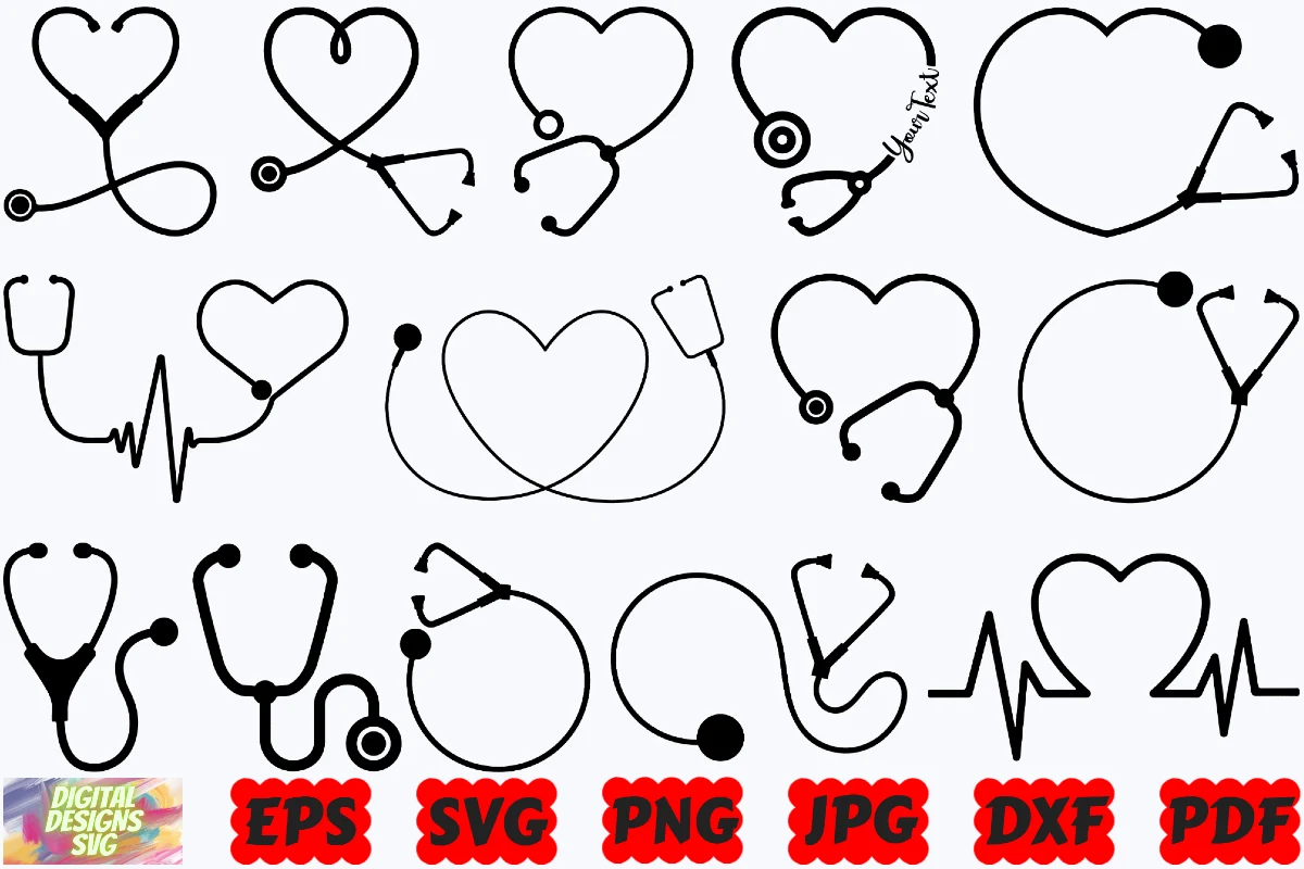 Stethoschope SVG | Heart Stethoscope SVG featuring stethoscope and heart shape