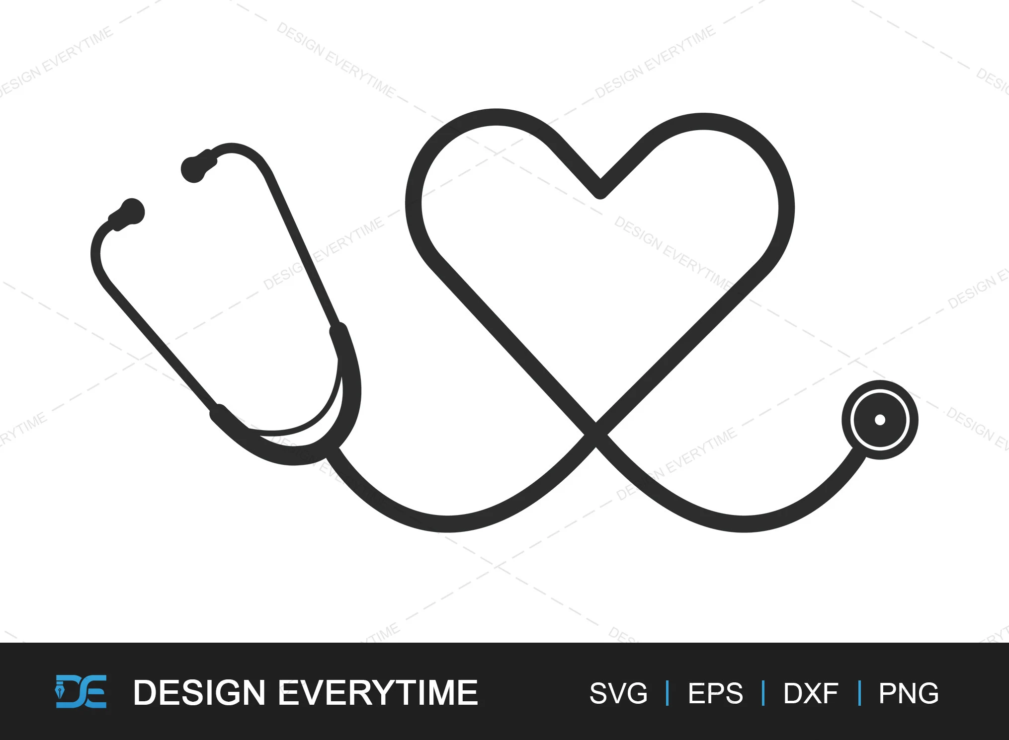 Stethoscope SVG, Medical Silhouette featuring stethoscope and heart