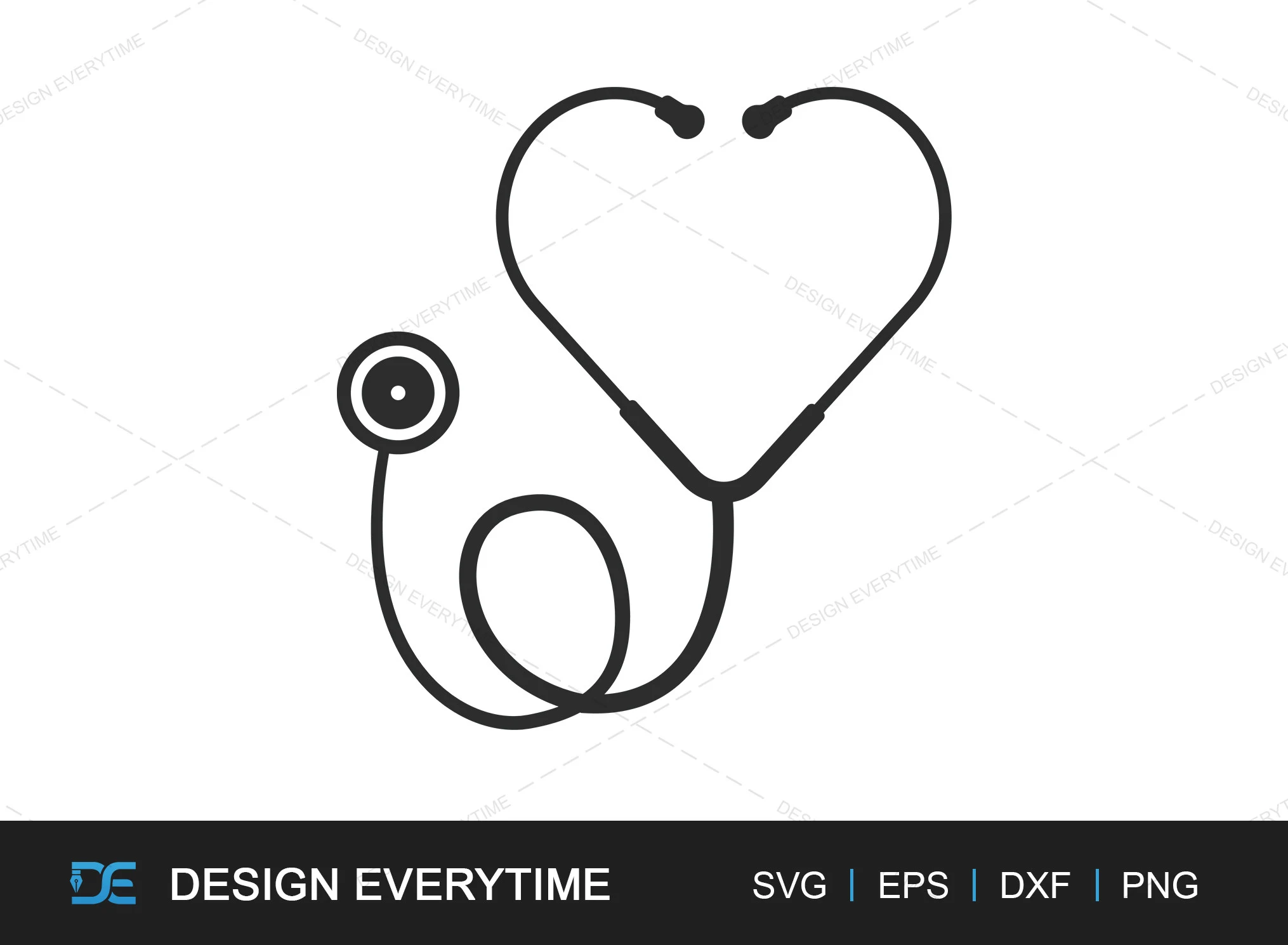 Stethoscope SVG, Medical Silhouette featuring stethoscope and heart shape