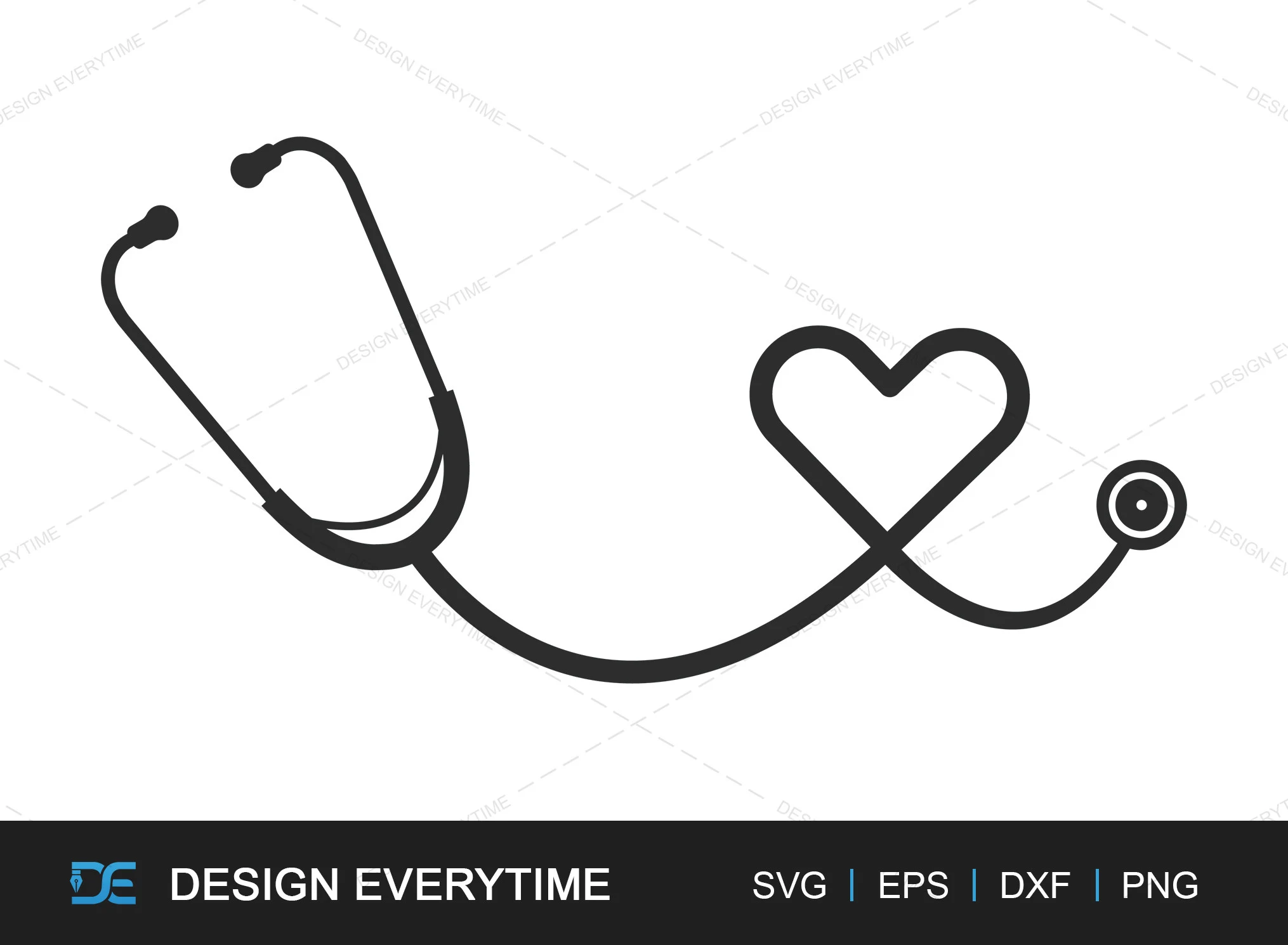 Stethoscope SVG, Medical Silhouette featuring stethoscope and heart