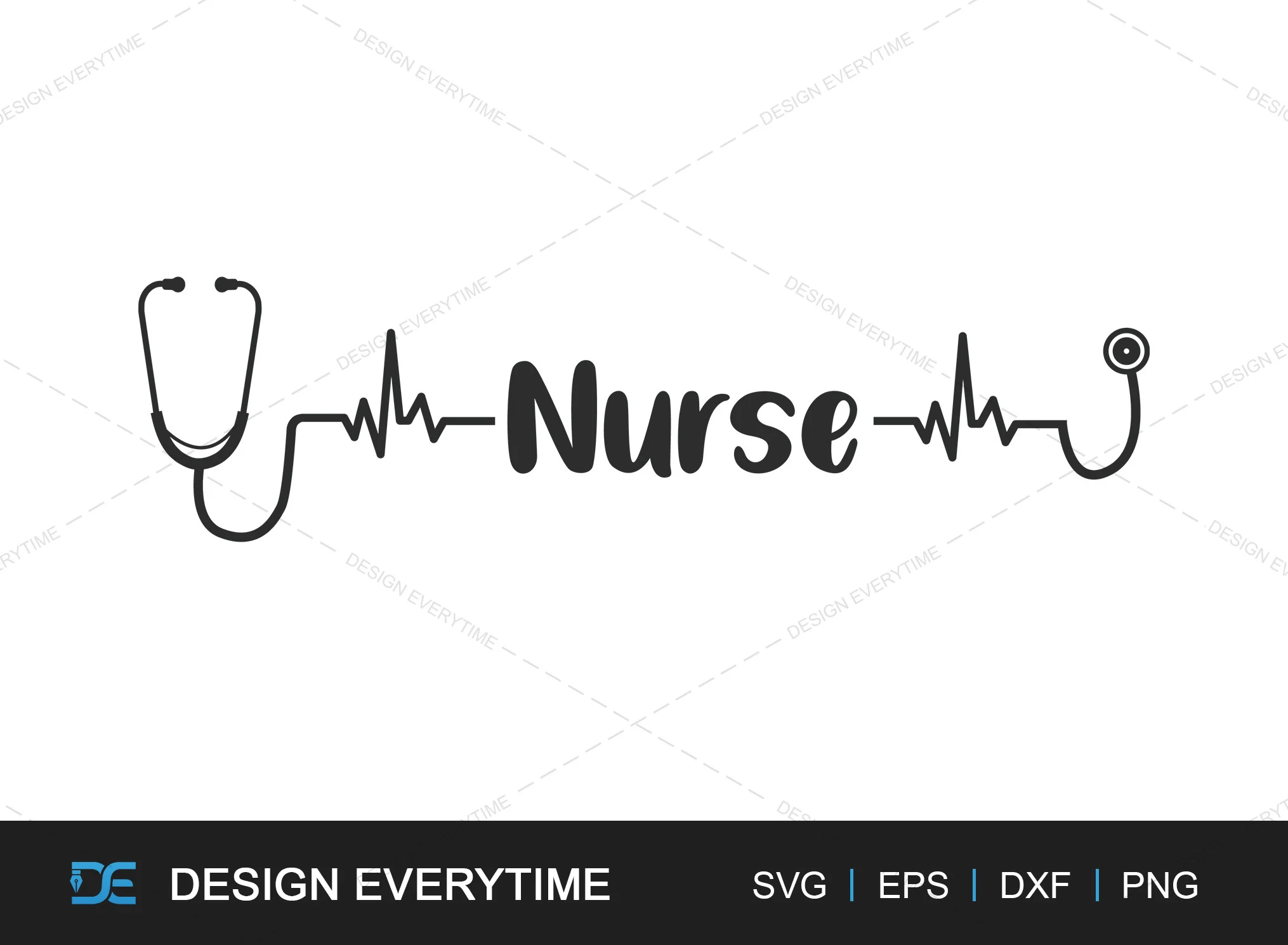 Stethoscope SVG, Medical Tools SVG featuring stethoscope and heartbeat line