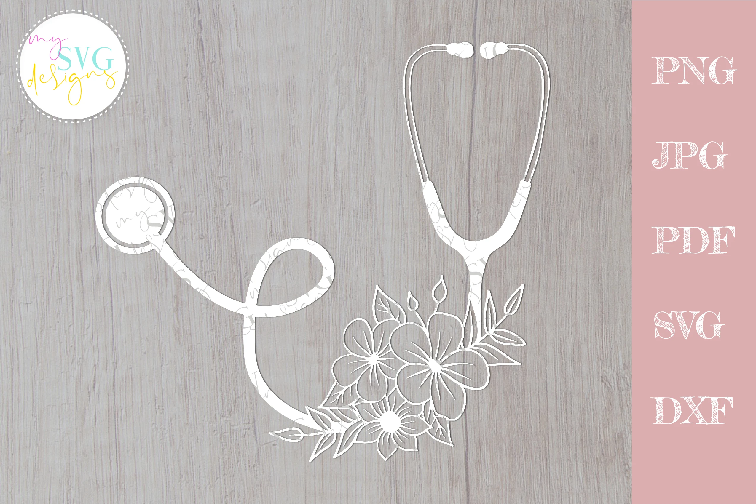 Stethoscope Svg, Nurse Svg, Doctor Svg featuring stethoscope and flowers