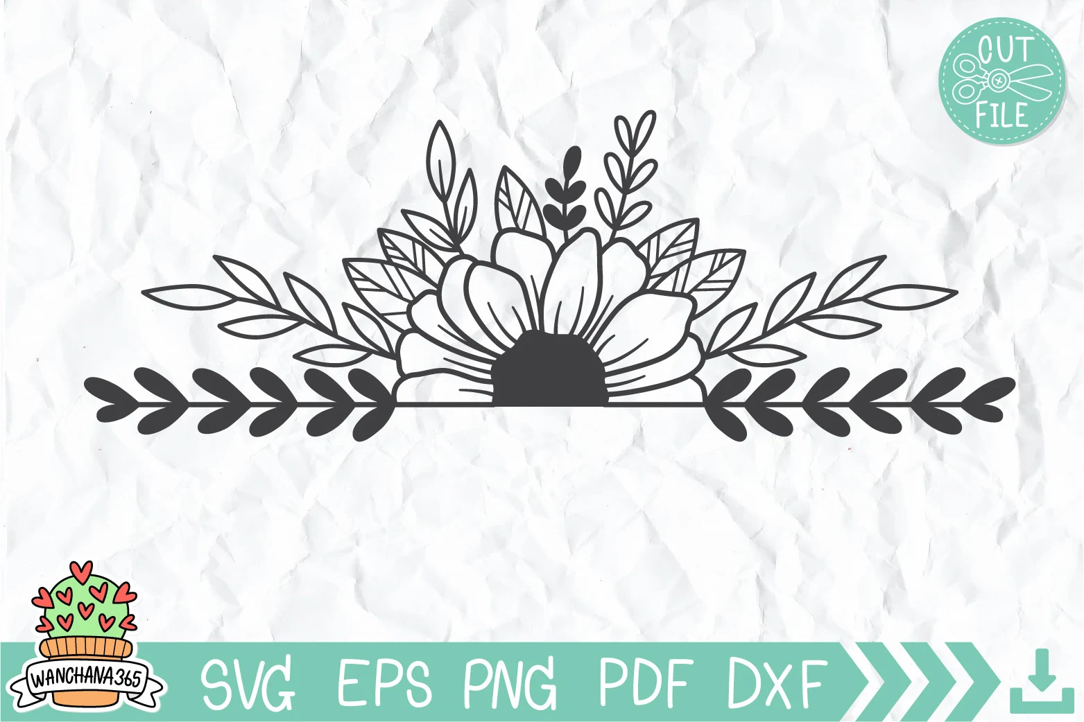 Sunflower Floral Monogram Svg featuring sunflower and leaves