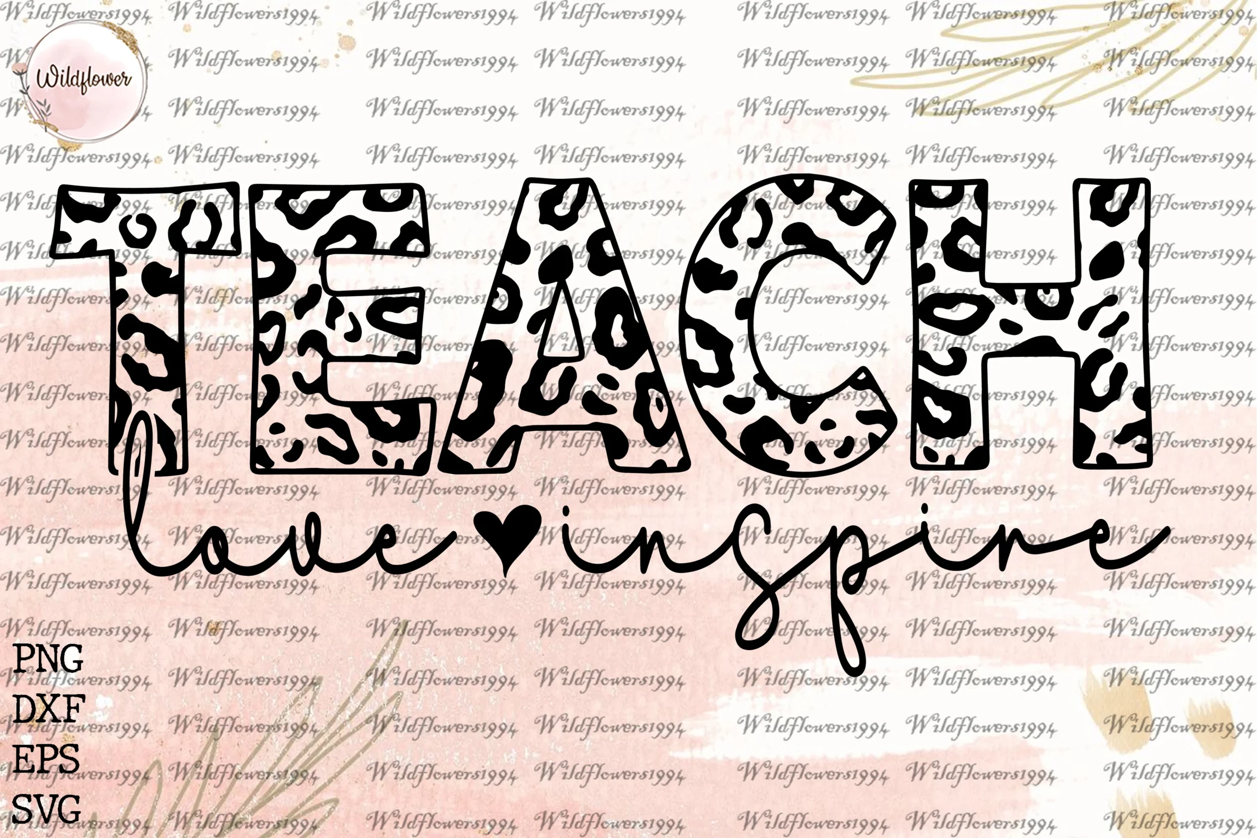 Teach Love Inspire Half Leopard SVG SVG design preview