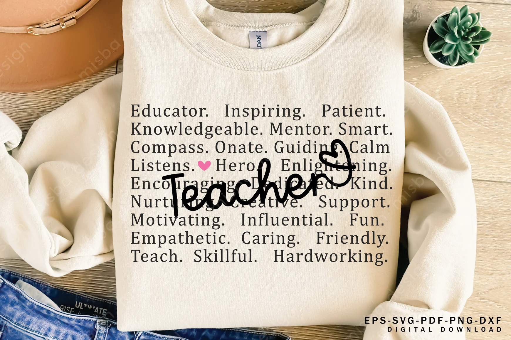 Teacher SVG PNG, Teacher Life SVG PNG featuring teacher attributes and heart shape