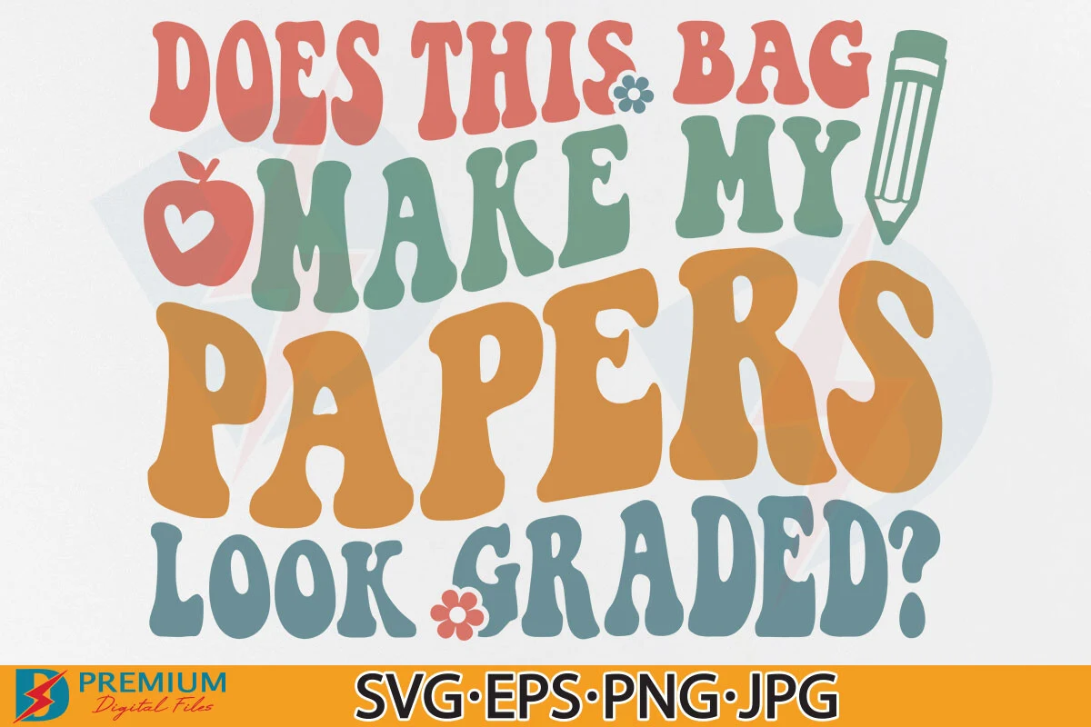 Teacher Tote Bag SVG, Retro Funny Gift featuring apple with heart and pencil