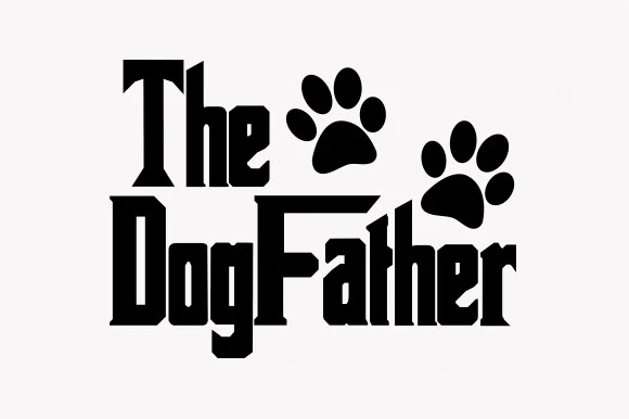 The Dog Father Svg featuring dog paw prints and silhouette
