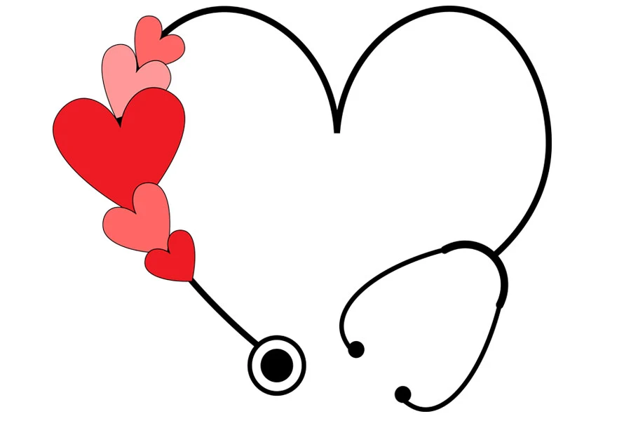 Valentine Stethoscope SVG, Valentine Svg featuring stethoscope and hearts