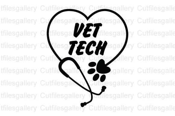Vet Tech SVG, Veterinary Stethoscope SVG featuring heart and stethoscope