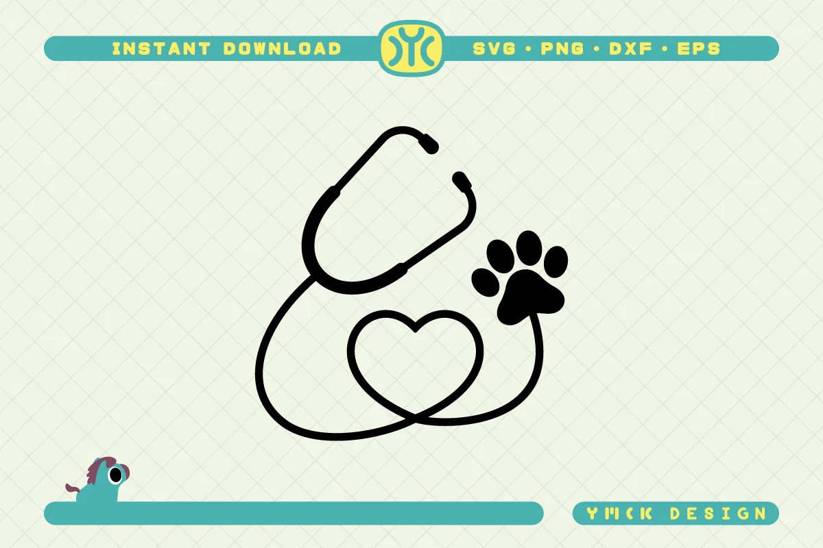 Veterinarian Stethoscope SVG featuring stethoscope and heart