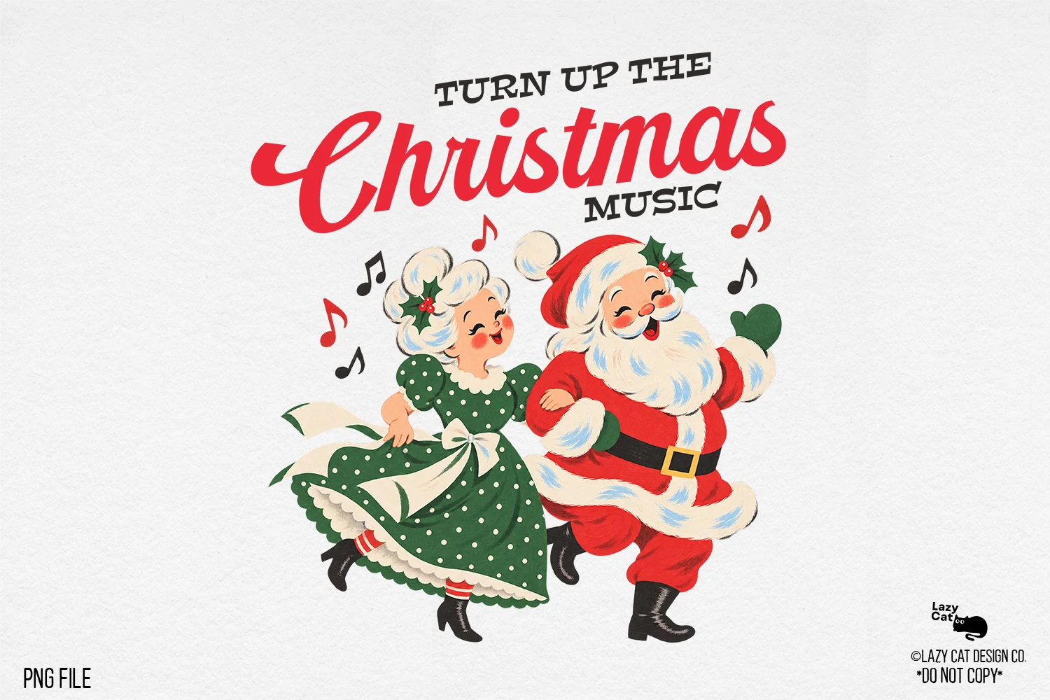 Vintage Christmas Santa PNG Sublimation preview showing Christmas motifs with period-inspired styling