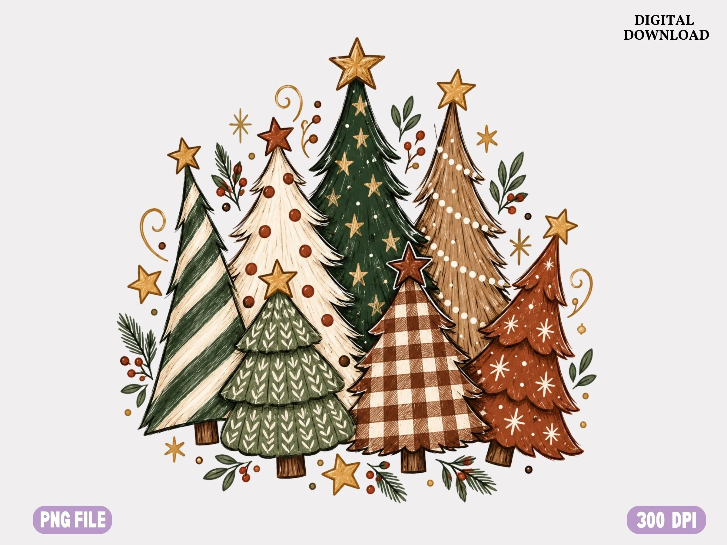 Vintage Christmas Tree Png preview showing Christmas motifs with period-inspired styling