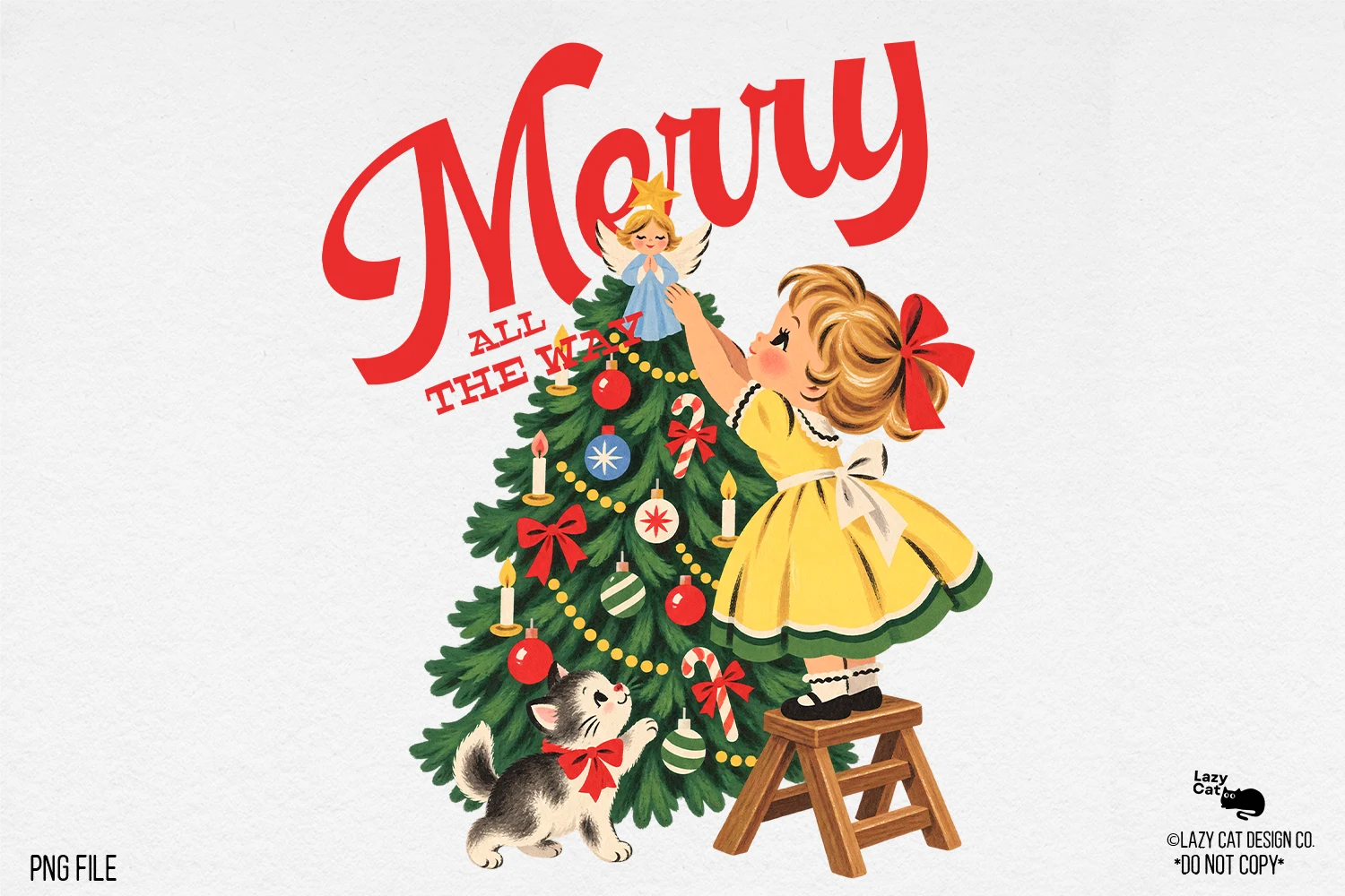 Vintage Christmas Tree PNG Sublimation preview showing Christmas motifs with period-inspired styling