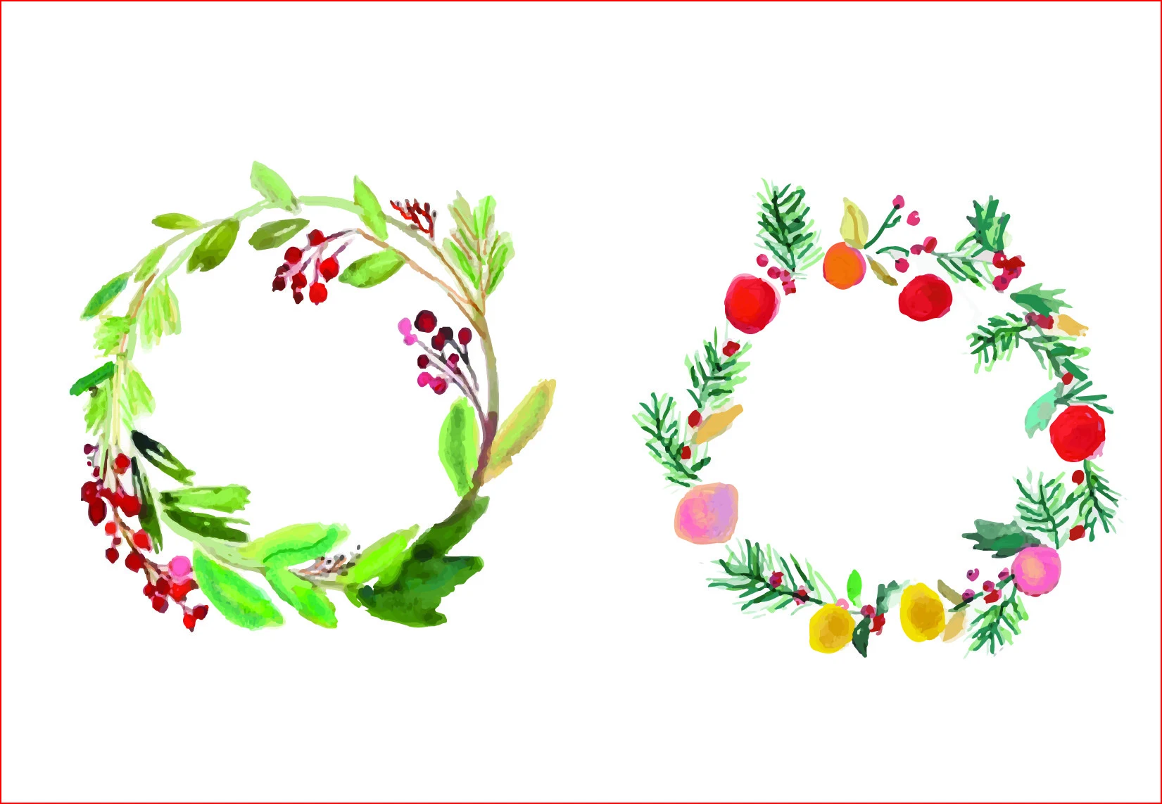 Watercolor Christmas Wreath PNG clipart design preview