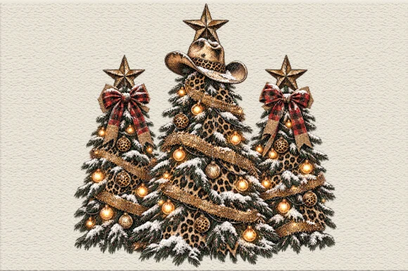Western Leopard Christmas Tree PNG preview showing Christmas motifs with composition