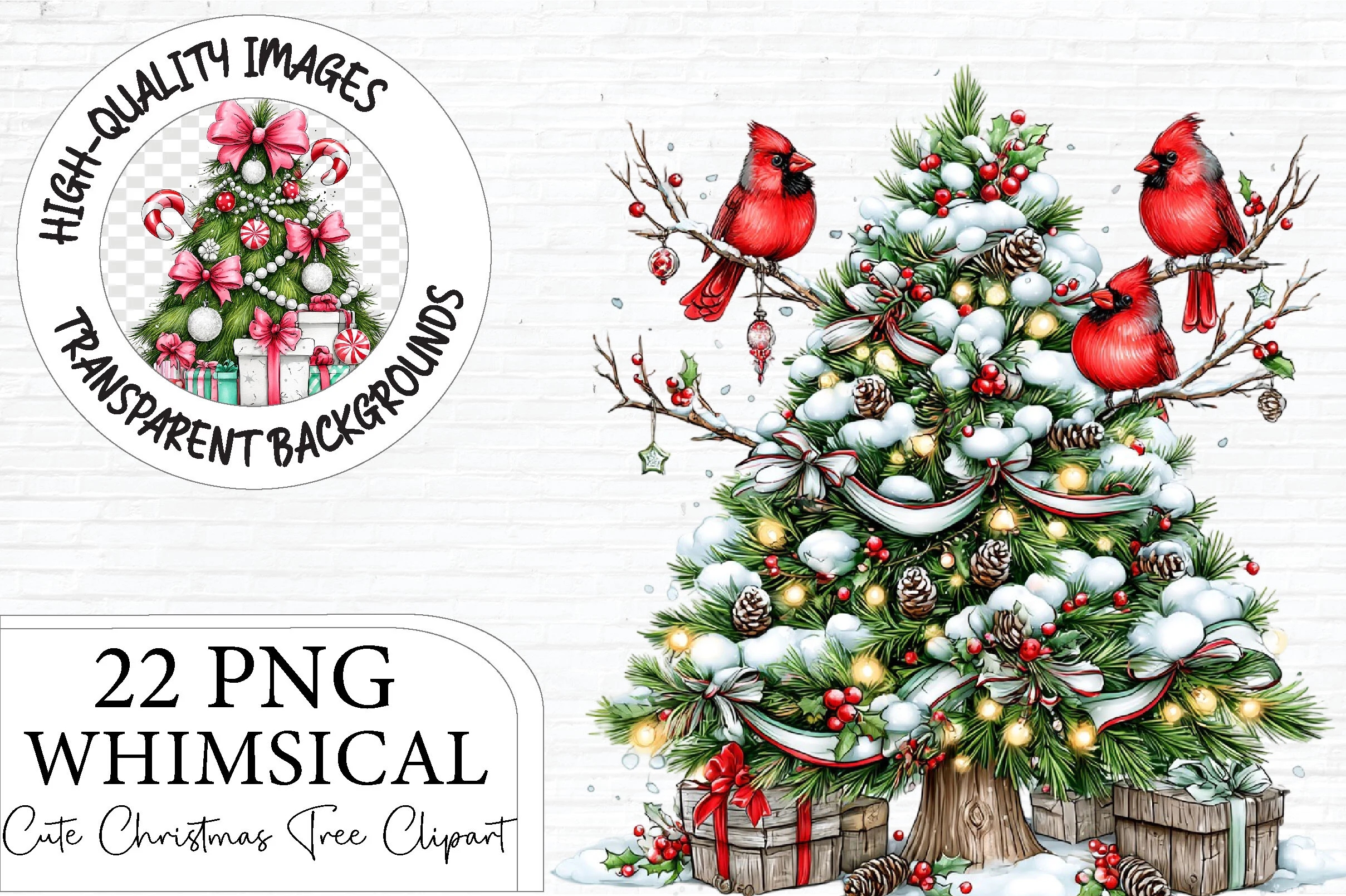 Whimsical Christmas Tree PNG Bundle clipart design preview