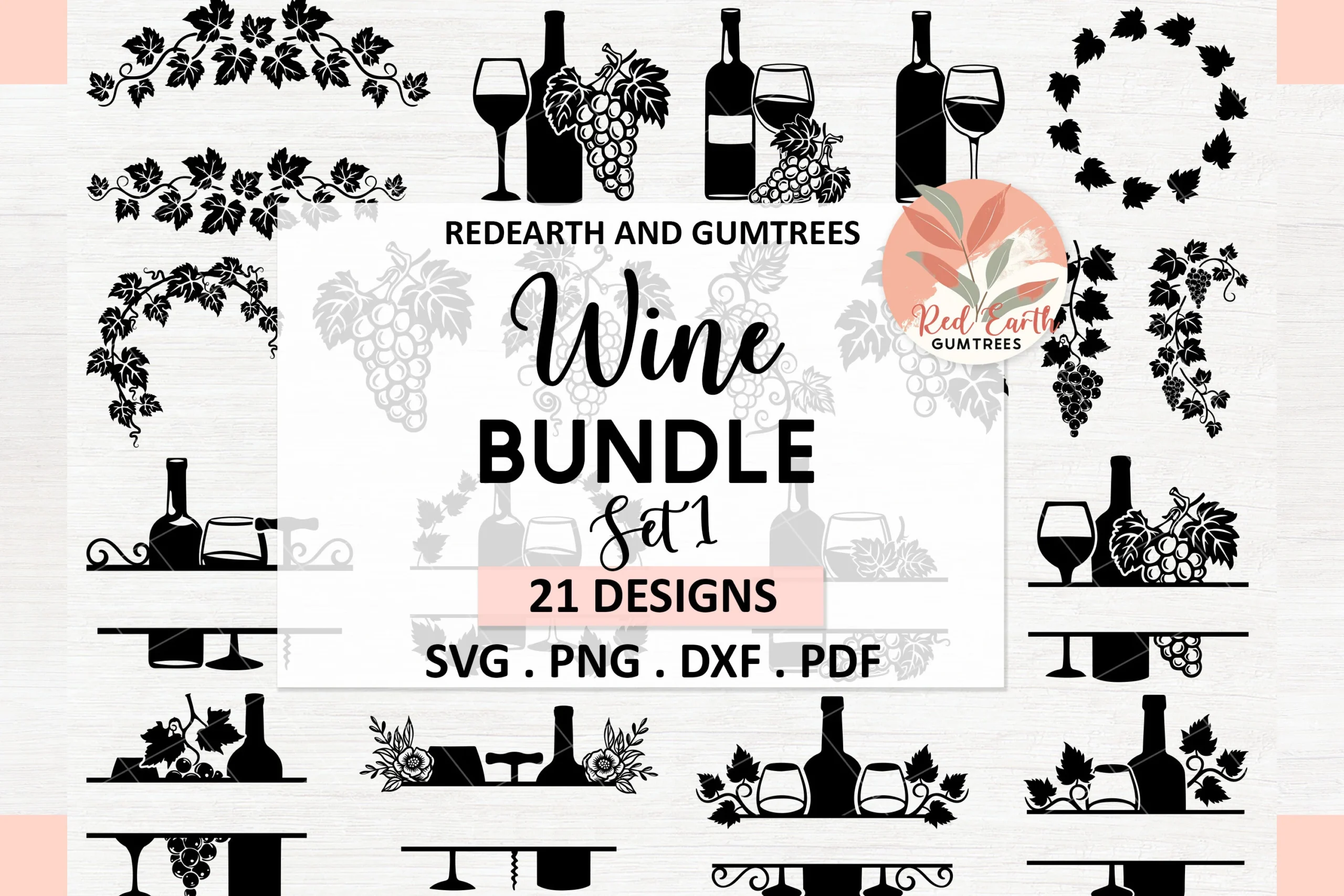 Wine SVG Bundle, Wine Split Monogram Svg featuring wine bottles and wine glasses