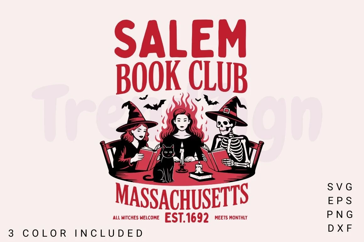 Witchy Book Club SVG PNG, Vintage Hallow SVG design preview