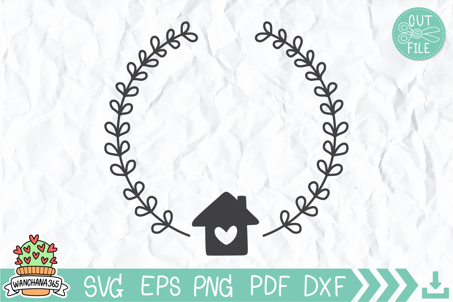 Wreath Home Svg monogram design preview